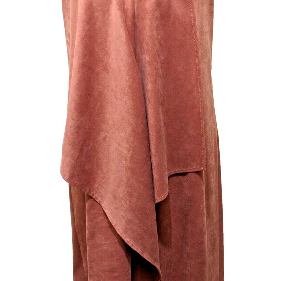 bcbgMaxAzria XS Lagenlook Dress Latte Suede Like Fabric Asymmetrical Layers - Picture 5 of 12
